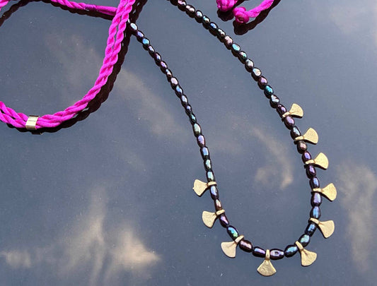 Pearl Necklace on Silk Rope