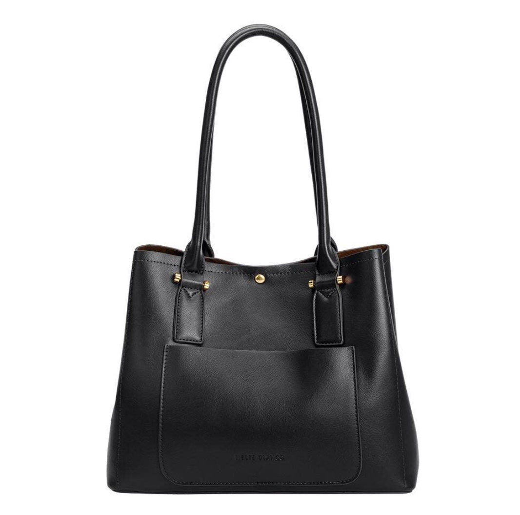 Large Vegan Leather Shoulder Bag - Black