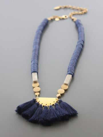 Blue Tassel Necklace