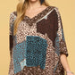 Curve Brown & Teal Poncho Top