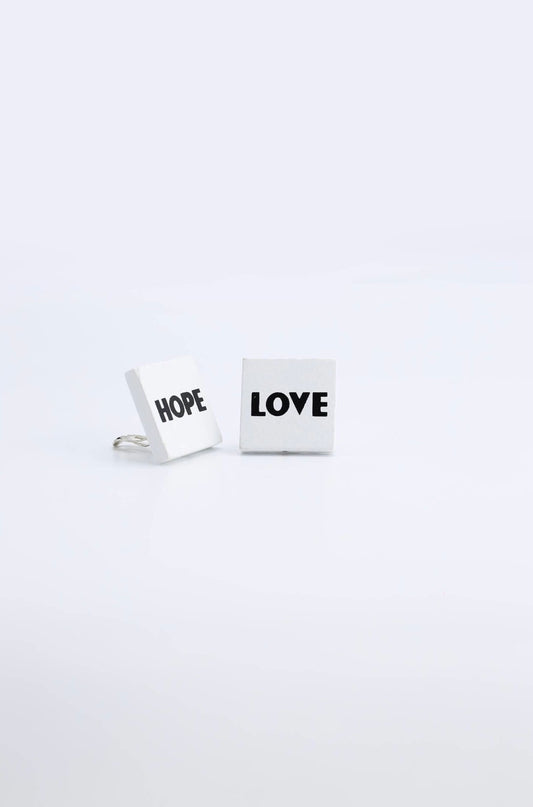 Clip on - Love Hope Earrings - White