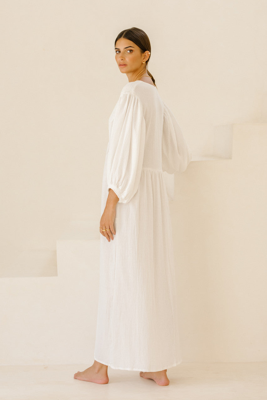 Off White Cotton Shirt Dress