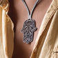 Black Hamsa Necklace - Recycled Rubber