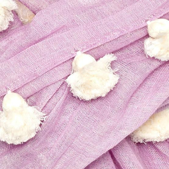 Lilac Scarf with Pom Poms