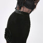 Black Velvet Skirt With Flower Detail