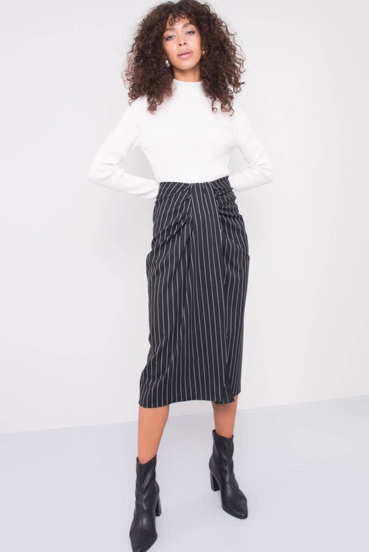 Black Pinstripe Skirt