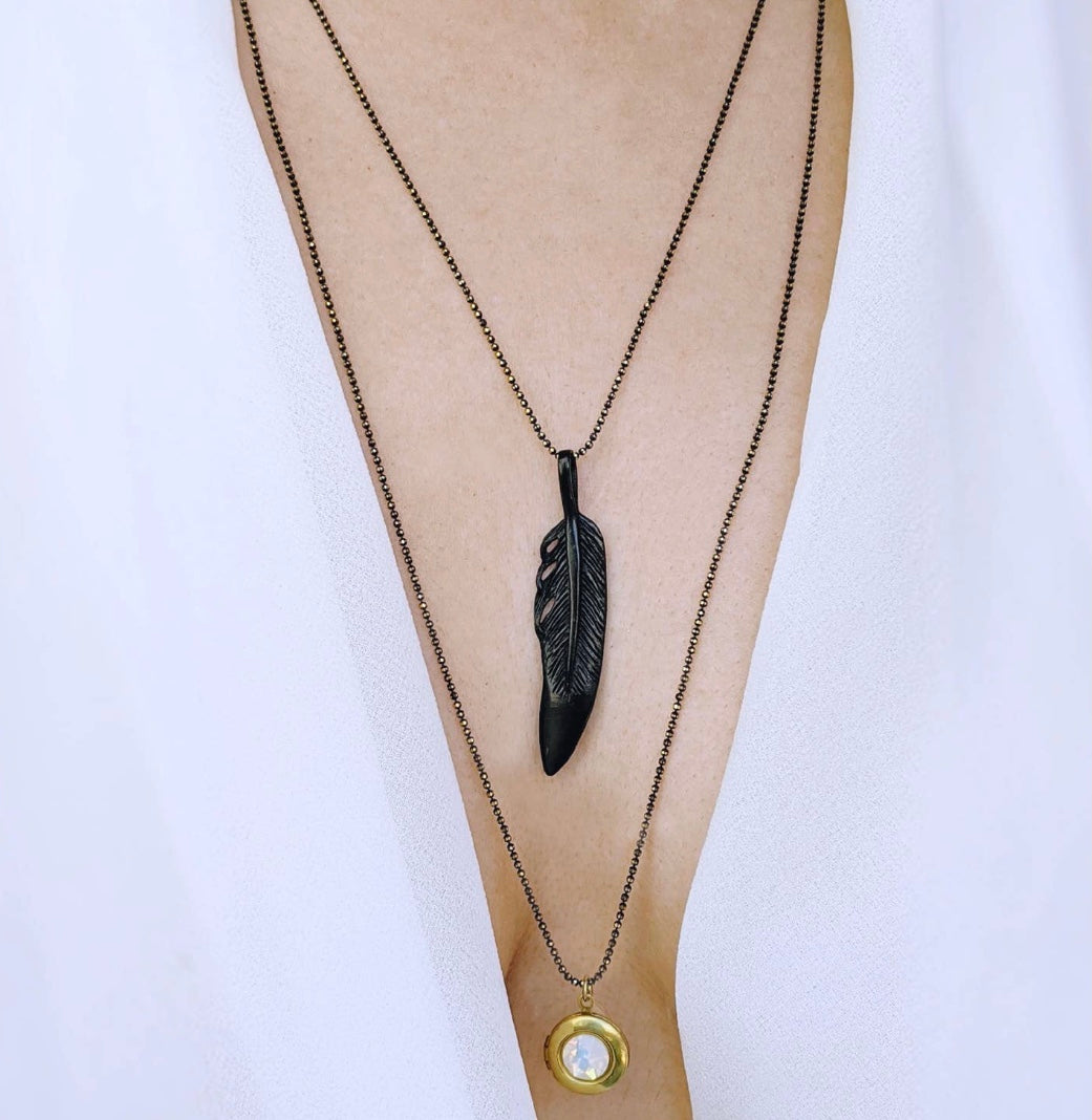 Feather Locket Necklace