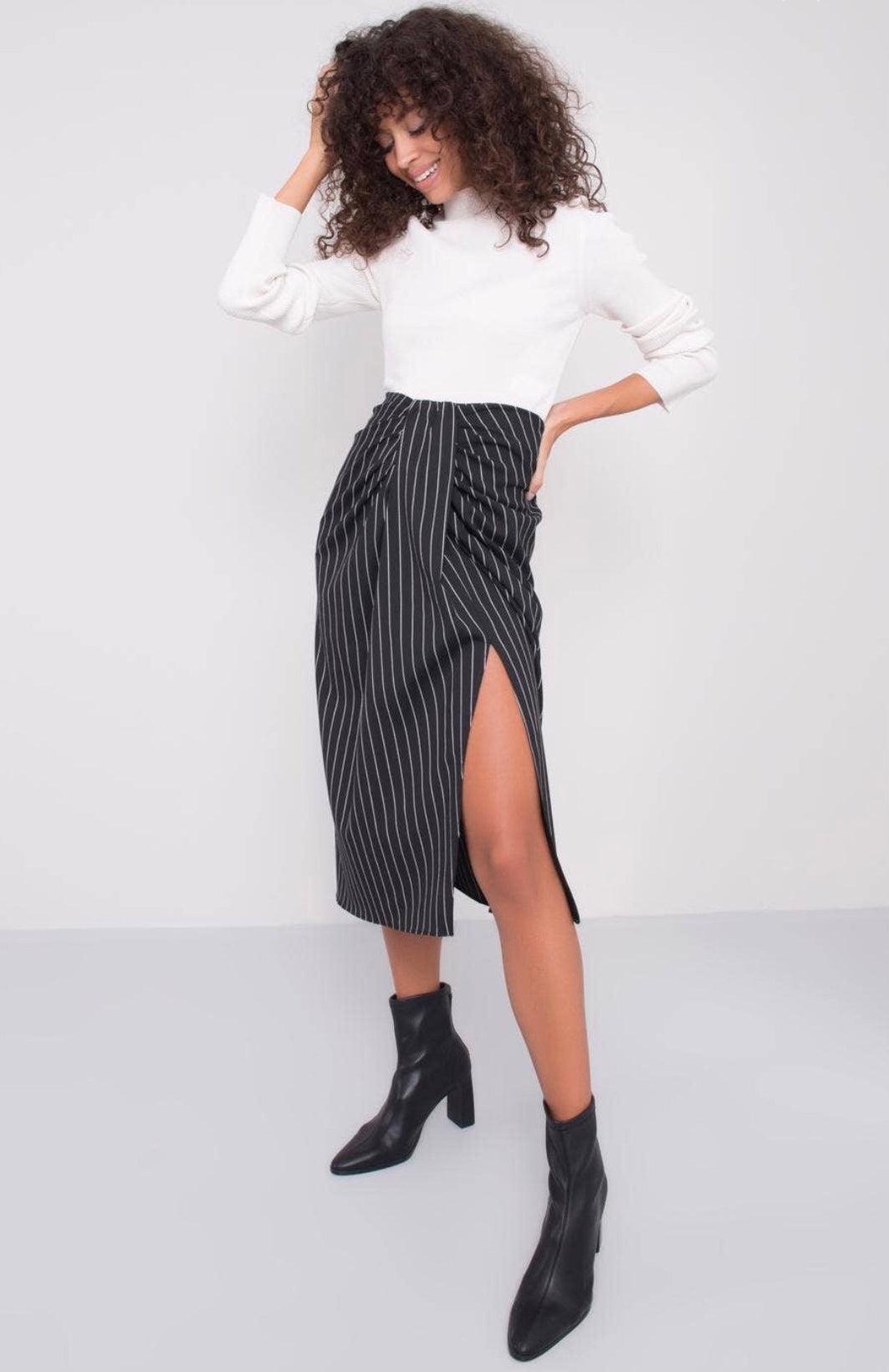 Black Pinstripe Skirt