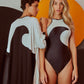 Black and White Wave Swimsuit
