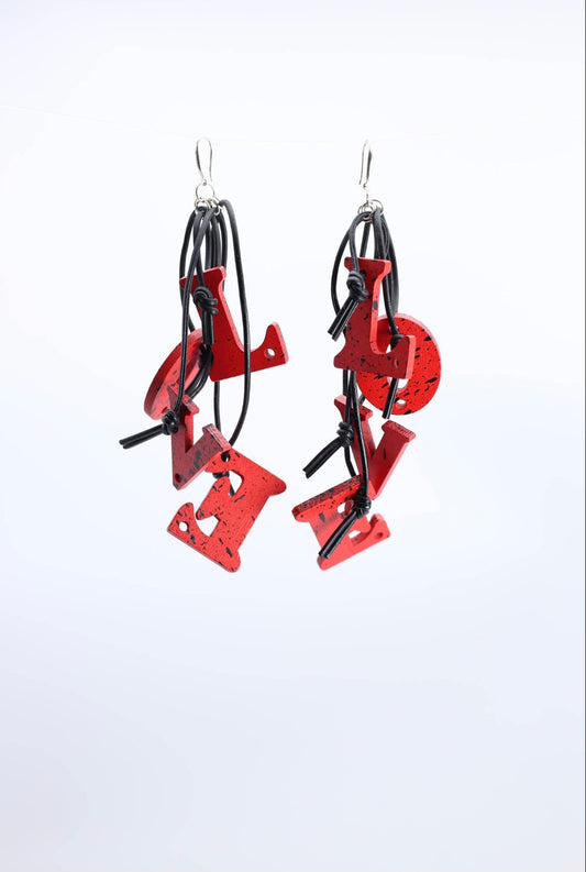 Big Love Leatherette Earrings - Red