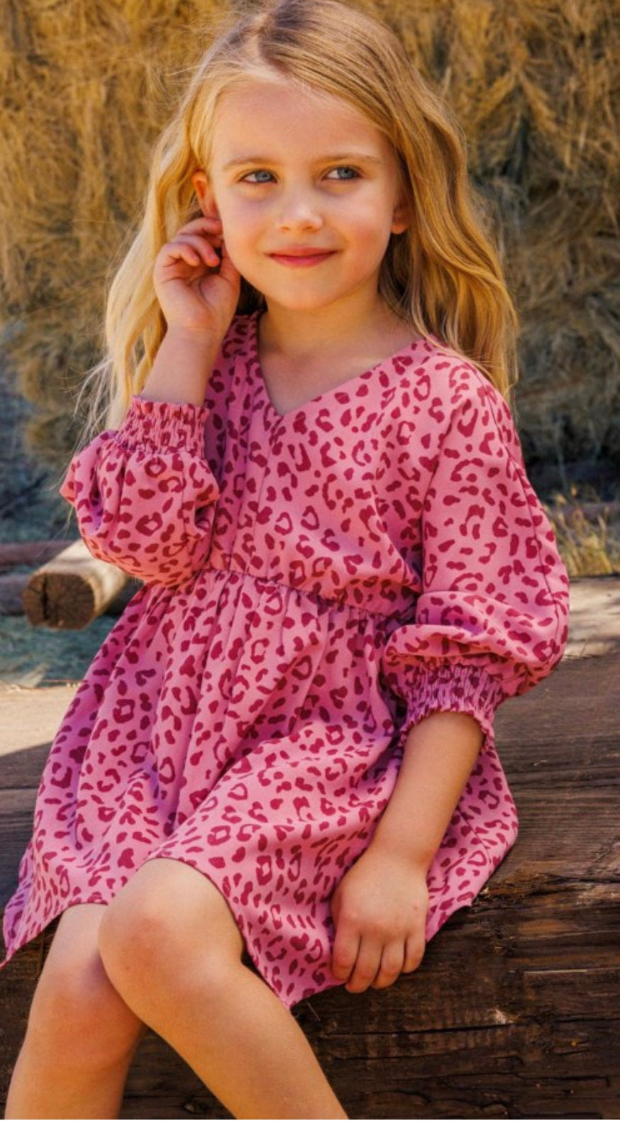 Girl’s Pink Leopard Print Dress