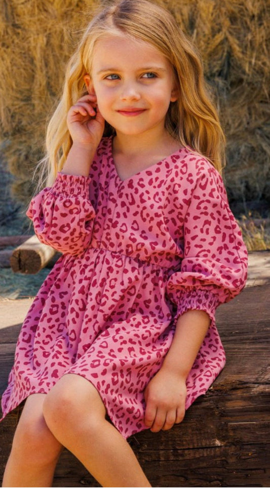 Girl’s Pink Leopard Print Dress