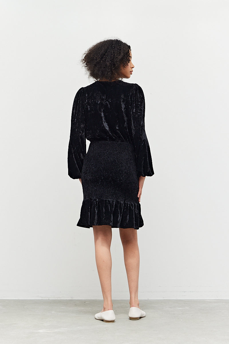 Black Velvet Smocked Dress