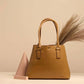 Large Vegan Leather Shoulder Bag - Camel